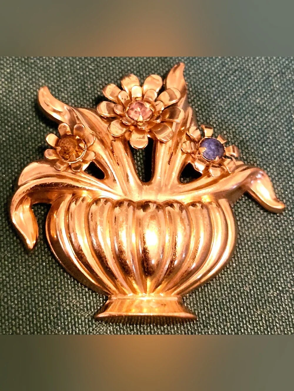 Vintage Coro 1940s Flower Basket Brooch